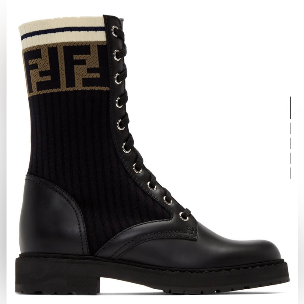 FENDI Black Rokoko Combat Boots Size 36 IT (Size 6 Us)